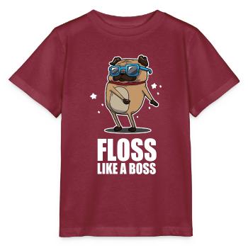 Floss Like A Boss Dance Pug Mops Design - Stanley/Stella Kinder T-Shirt MINI CREATOR  - Burgunderrot - Vorne - Kain (125cm)