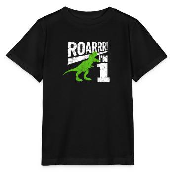 ROARRR! Je suis 1 année Dino T-shirt anniversaire - T-shirt bio MINI CREATOR Stanley/Stella Enfant - noir - Devant - Mikhail (115cm)