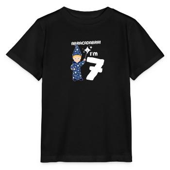 Magicien Magicien d'anniversaire d'enfants garçon de 7 ans - T-shirt bio MINI CREATOR Stanley/Stella Enfant - noir - Devant - Mikhail (115cm)