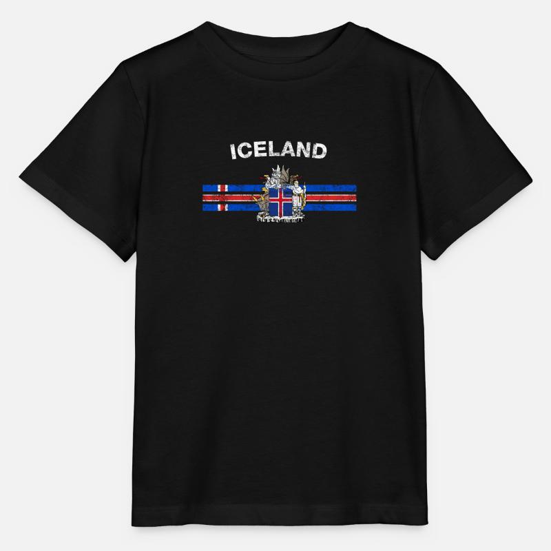Icelander Chemise de drapeau - icelander emblème et l'Islande - T-shirt bio MINI CREATOR Stanley/Stella Enfant - noir