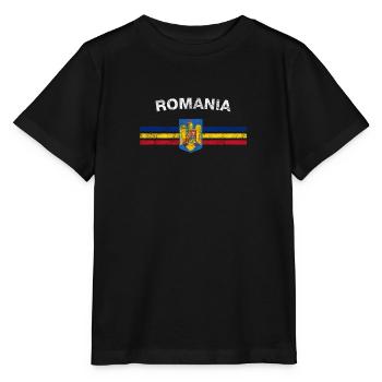 Rumänische Flagge Shirt - Rumänisch Abzeichen & Rumänien Fl - Stanley/Stella Kinder T-Shirt MINI CREATOR  - Schwarz - Vorne - Mikhail (115cm)