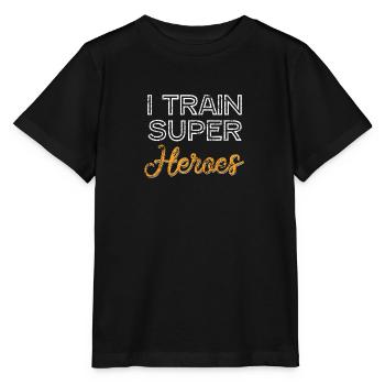 I train Superheroes - T-shirt bio MINI CREATOR Stanley/Stella Enfant - noir - Devant - Mikhail (115cm)