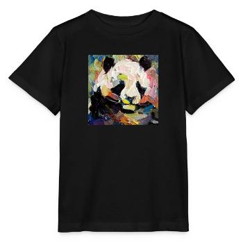 Abstraktes farbiges Ölgemälde eines Pandas - Stanley/Stella Kinder T-Shirt MINI CREATOR  - Schwarz - Vorne - Mikhail (115cm)