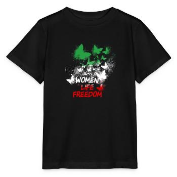 women life freedom,freiheit,iran,schmetterlinge - Stanley/Stella Kinder T-Shirt MINI CREATOR  - Schwarz - Vorne - Mikhail (115cm)