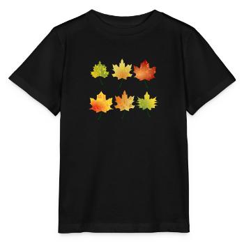 feuilles d'automne - T-shirt bio MINI CREATOR Stanley/Stella Enfant - noir - Devant - Mikhail (115cm)