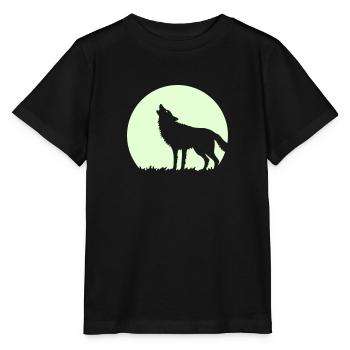 Howling Wolf At Full Moon (1C) - Stanley/Stella MINI CREATOR Kids’ T-Shirt - black - Front - Mikhail (115cm)