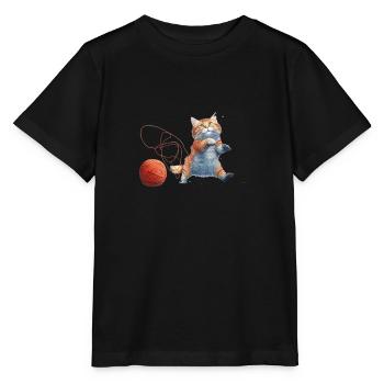 Chat avec de la laine - T-shirt bio MINI CREATOR Stanley/Stella Enfant - noir - Devant - Mikhail (115cm)