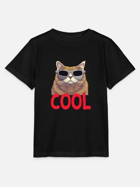 Cool Katze - Cool Cat - Stanley/Stella Kinder T-Shirt MINI CREATOR  - Schwarz