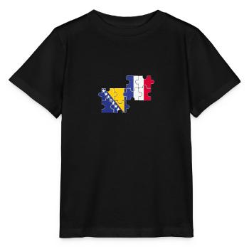 Bosnien Frankreich Flagge Französisch Bosnier - Stanley/Stella Kinder T-Shirt MINI CREATOR  - Schwarz - Vorne - Mikhail (115cm)