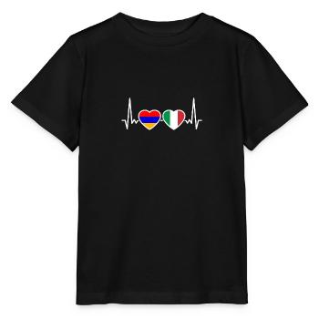 Armenien Italien Herzschlag Flagge Armenier - Stanley/Stella Kinder T-Shirt MINI CREATOR  - Schwarz - Vorne - Mikhail (115cm)
