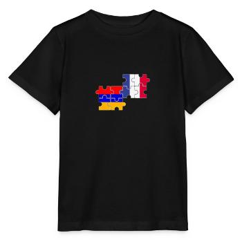Armenien Frankreich Flagge Armenier - Stanley/Stella Kinder T-Shirt MINI CREATOR  - Schwarz - Vorne - Mikhail (115cm)