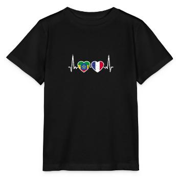 France Ethiopia Vintage Flag Heartbeat - Stanley/Stella MINI CREATOR Kids’ T-Shirt - black - Front - Mikhail (115cm)
