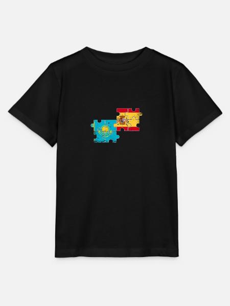Kasachstan Spanien Vintage Flagge Spanisch Kasache - Stanley/Stella Kinder T-Shirt MINI CREATOR - Schwarz
