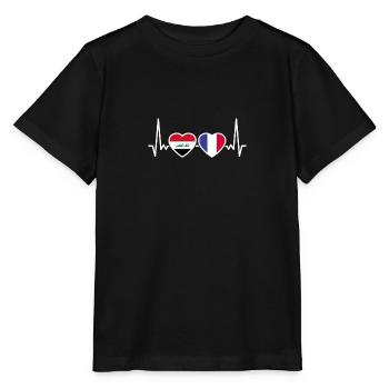 Irak Frankreich Herzschlag Flagge Iraker - Stanley/Stella Kinder T-Shirt MINI CREATOR  - Schwarz - Vorne - Mikhail (115cm)