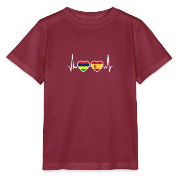 Mauritius Spain Heartbeat Flag Mauritian - Stanley/Stella MINI CREATOR Kids’ T-Shirt - burgundy - Front - Kain (125cm)