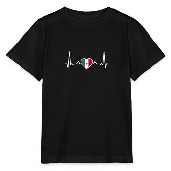 Mexique Heartbeat Drapeau mexicain Mexicain - T-shirt bio MINI CREATOR Stanley/Stella Enfant - noir - Devant - Mikhail (115cm)