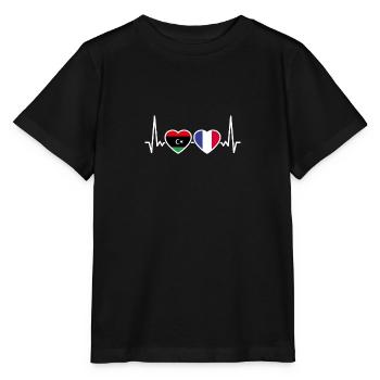 Libye France Heartbeat Flag Libyen - T-shirt bio MINI CREATOR Stanley/Stella Enfant - noir - Devant - Mikhail (115cm)