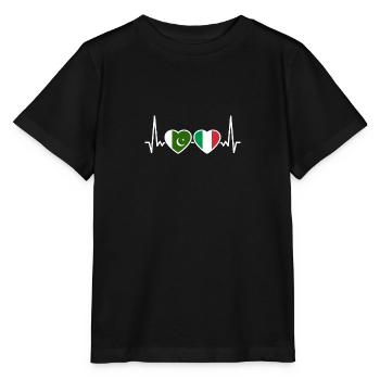 Pakistan Italien Herzschlag Flagge Pakistaner - Stanley/Stella Kinder T-Shirt MINI CREATOR  - Schwarz - Vorne - Mikhail (115cm)