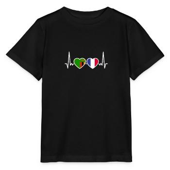 Zambia France Heartbeat Flag Zambia - Stanley/Stella MINI CREATOR Kids’ T-Shirt - black - Front - Mikhail (115cm)