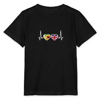 Zimbabwe UK Herzschlag Flagge Britisch Zimbabwisch - Stanley/Stella Kinder T-Shirt MINI CREATOR  - Schwarz - Vorne - Mikhail (115cm)