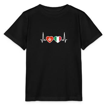 Hongkong Italien Herzschlag Flagge Hongkonger - Stanley/Stella Kinder T-Shirt MINI CREATOR  - Schwarz - Vorne - Mikhail (115cm)