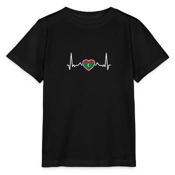 Malediven Herzschlag Maledivische Flagge Malediver - Stanley/Stella Kinder T-Shirt MINI CREATOR  - Schwarz - Vorne - Mikhail (115cm)