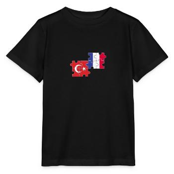 Turkey France Flag French Turk - Stanley/Stella MINI CREATOR Kids’ T-Shirt - black - Front - Mikhail (115cm)