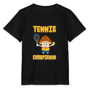 Tennis Champignon (Champion) Comicstyle - Stanley/Stella Kinder T-Shirt MINI CREATOR  - Schwarz - Vorne - Mikhail (115cm)