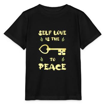 Self love is the key to peace (version anglaise) - T-shirt bio MINI CREATOR Stanley/Stella Enfant - noir - Devant - Mikhail (115cm)