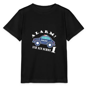 Alarm ich bin schon 1 Polizei - Stanley/Stella Kinder T-Shirt MINI CREATOR  - Schwarz - Vorne - Mikhail (115cm)