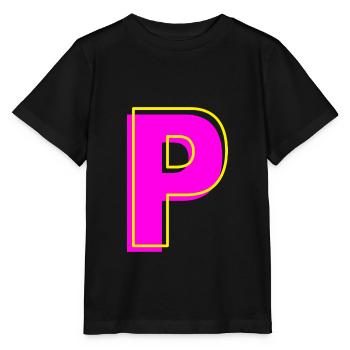 P - Dein Name - Dein Buchstabe - Stanley/Stella Kinder T-Shirt MINI CREATOR  - Schwarz - Vorne - Mikhail (115cm)