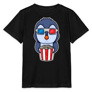 Popcorn Kino Pinguin - Stanley/Stella Kinder T-Shirt MINI CREATOR  - Schwarz - Vorne - Mikhail (115cm)