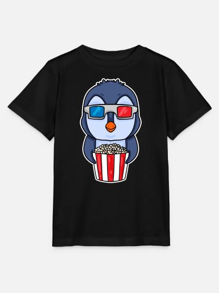 Popcorn Kino Pinguin - Stanley/Stella Kinder T-Shirt MINI CREATOR - Schwarz