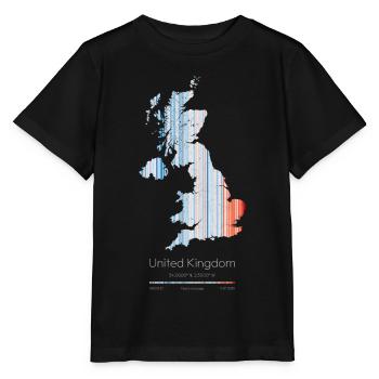 UK – Climate History Warming Stripes Map Print - Stanley/Stella MINI CREATOR Kids’ T-Shirt - black - Front - Mikhail (115cm)