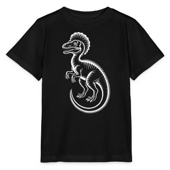 Velociraptor Linienzeichnung - Stanley/Stella Kinder T-Shirt MINI CREATOR  - Schwarz - Vorne - Mikhail (115cm)