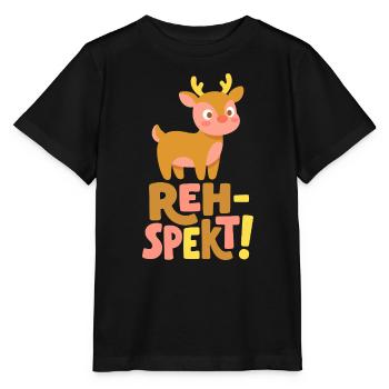 Reh-spekt! Lustiges Reh Wortspiel - Stanley/Stella Kinder T-Shirt MINI CREATOR  - Schwarz - Vorne - Mikhail (115cm)