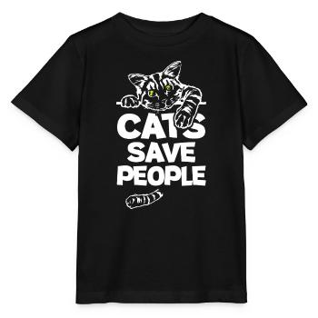 Les chats sauvent les gens - T-shirt bio MINI CREATOR Stanley/Stella Enfant - noir - Devant - Mikhail (115cm)