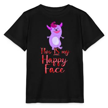 Angry Gesicht Gesicht Cartoon glückliches Gesicht Cartoon - Stanley/Stella Kinder T-Shirt MINI CREATOR  - Schwarz - Vorne - Mikhail (115cm)