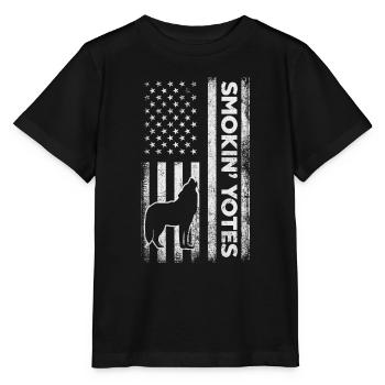 Smokin' Yotes - American Patriot Coyote Animal - Stanley/Stella Kinder T-Shirt MINI CREATOR  - Schwarz - Vorne - Mikhail (115cm)