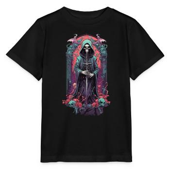 Gothic Grim Reaper Pastell Sensenmann Design - Stanley/Stella Kinder T-Shirt MINI CREATOR  - Schwarz - Vorne - Mikhail (115cm)