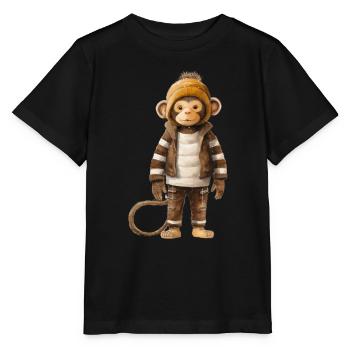 Cheeky Monkey Playful Tee - Stanley/Stella MINI CREATOR Kids’ T-Shirt - black - Front - Mikhail (115cm)