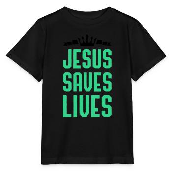 Jésus sauve des vies - T-shirt bio MINI CREATOR Stanley/Stella Enfant - noir - Devant - Mikhail (115cm)