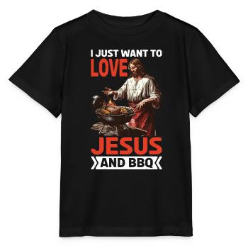 Je veux juste aimer Jésus et le barbecue 6 - T-shirt bio MINI CREATOR Stanley/Stella Enfant - noir - Devant - Mikhail (115cm)
