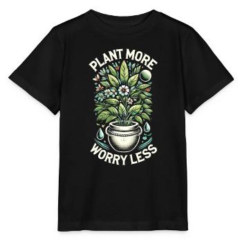 Mehr pflanzen, weniger Sorgen machen - Stanley/Stella Kinder T-Shirt MINI CREATOR  - Schwarz - Vorne - Mikhail (115cm)
