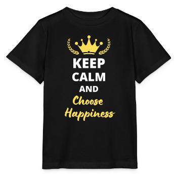 "Bleib ruhig und wähle das Glück" - Happiness - Stanley/Stella Kinder T-Shirt MINI CREATOR  - Schwarz - Vorne - Mikhail (115cm)
