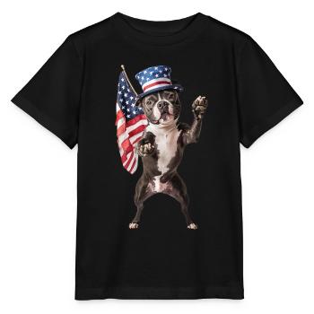 Staffordshire Bullterrier - Stanley/Stella Kinder T-Shirt MINI CREATOR  - Schwarz - Vorne - Mikhail (115cm)