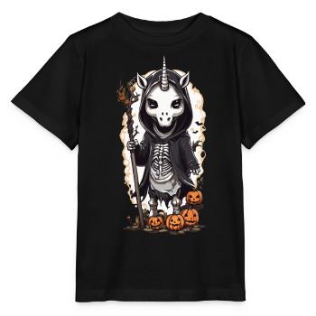 Gloomy Unicorn Skeleton Magic Gothic Design - Stanley/Stella MINI CREATOR Kids’ T-Shirt - black - Front - Mikhail (115cm)