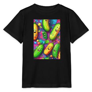 Gurken, Gurke, Graffiti,lachende Gurken, bunt - Stanley/Stella Kinder T-Shirt MINI CREATOR  - Schwarz - Vorne - Mikhail (115cm)