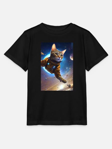 Fliegende Katzen, Katzen, Weltall, Planeten - Stanley/Stella Kinder T-Shirt MINI CREATOR  - Schwarz