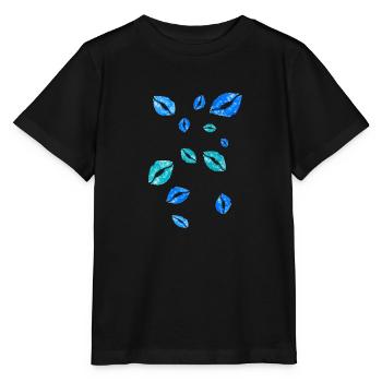 baiser bouche, bleu, baisers, baiser - T-shirt bio MINI CREATOR Stanley/Stella Enfant - noir - Devant - Mikhail (115cm)